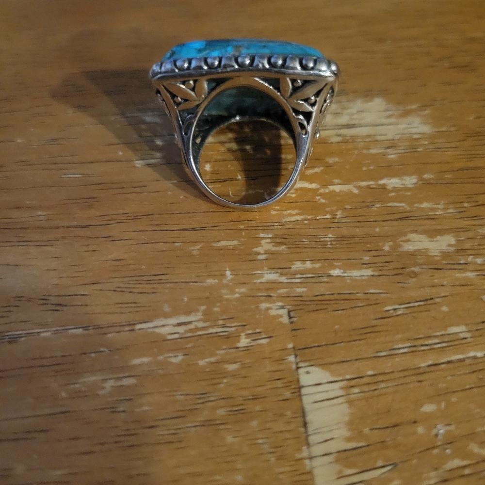 Statement Ring Thailand Fd Turquoise Sterling Sil… - image 3